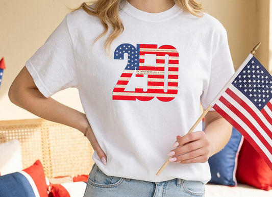 Patriotic "250" Flag Graphic T-Shirt